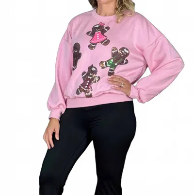 Simply Southern Gingerbread Sweatshirt In Pink Multi