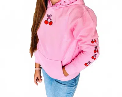 Simply Southern Kids' Girl's Cherry Bombshell Hoodie In Pink