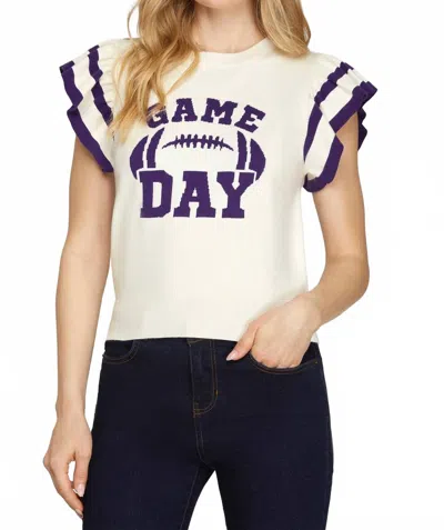 Simply Southern Go State Sweater In Purple In White