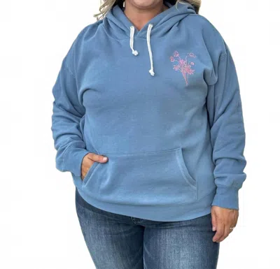 Simply Southern Good Things Embroidered Hoodie In Blue In Pink
