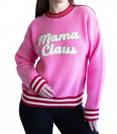 Simply Southern Harper Mama Claus Sweater In Pink