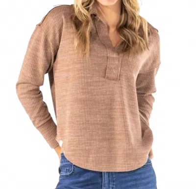 Simply Southern Knit V Neck Top In Mocha In Brown