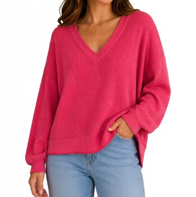 Simply Southern Knit V Neck Top In Pink