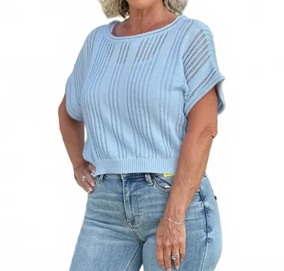 Simply Southern Lighten Up Sweater In Mist In Blue