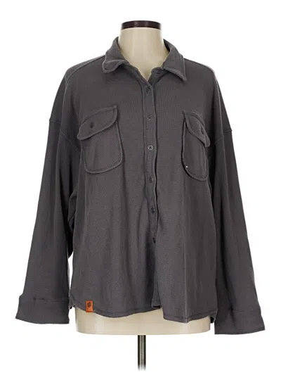 Pre-owned Simply Southern Long Sleeve Button Down Shirt In Gray