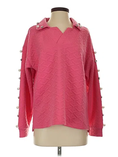 Pre-owned Simply Southern Long Sleeve Polo Shirt In Pink