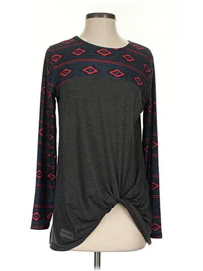 Pre-owned Simply Southern Long Sleeve Top Gray Crew Neck Tops