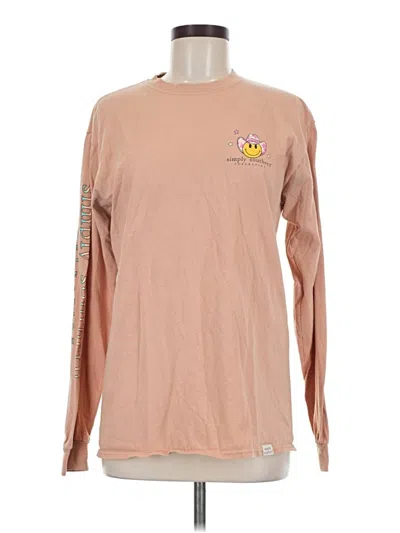 Pre-owned Simply Southern Long Sleeve T-shirt In Tan