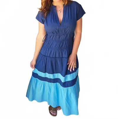 Simply Southern Monochromatic Stripe Dress In Navy In Blue