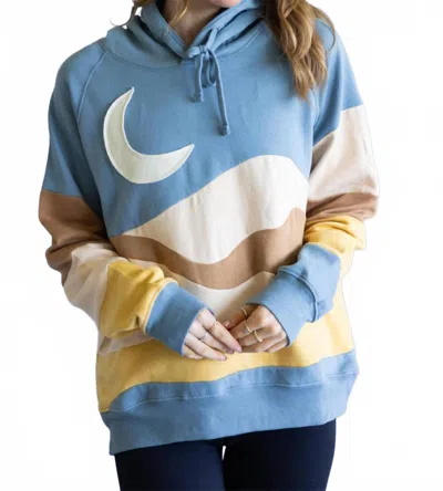 Simply Southern Moon Patch Hoodie In Blue In Multi
