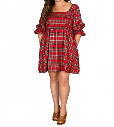 Simply Southern Plaid For The Holidays Mini Dress In Red