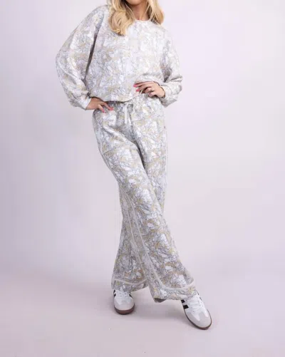 Simply Southern Polo Button Pullover And Pants Set In White Camo