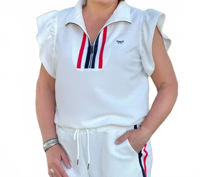 Simply Southern Preppy Patriot Top In White In Blue