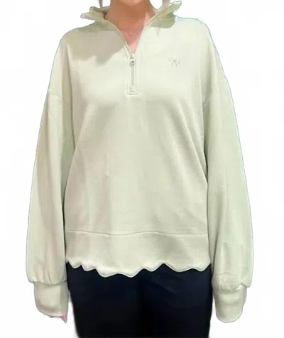 Simply Southern Pullover Scalloped Edge Top In Sage In Green