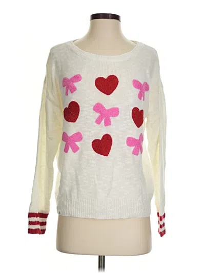 Pre-owned Simply Southern Pullover Sweater In White