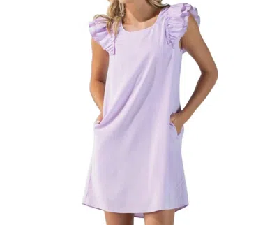 Simply Southern Ruffle Sleeve Mini Dress In Light Purple