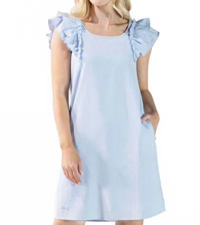 Simply Southern Ruffle Sleeve With Bow Dress In Light Blue