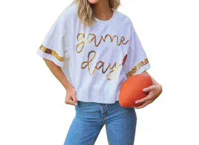 Simply Southern Sequin Game Day Top In White