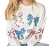 Simply Southern Sequin Ribbons Sweater In White In White