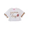 Simply Southern Sequins Luxe Gameday Top In White And Gold In Multi