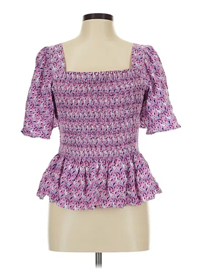 Pre-owned Simply Southern Short Sleeve Top Purple Square Neckline Tops