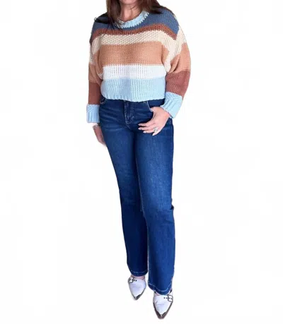 Simply Southern Stripe It Up Sweater In Blue Multi