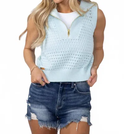Simply Southern Sweater Vest In Spring In Blue