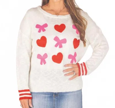 Simply Southern Valentine Sweater In White