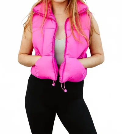 Simply Southern Vest Cropped In Hot Pink