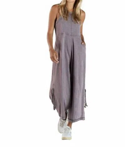 Simply Southern Washed Jumpsuit In Dark Grey In Brown