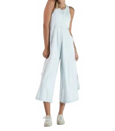 Simply Southern Washed Jumpsuit In Mist In Blue