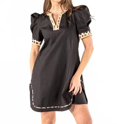 Simply Southern Wild Side Puff Sleeve Dress In Black In Gray