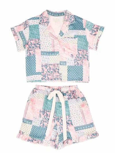 Simply Southern Women's Bow Pj Set In Quilt In White