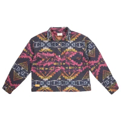 Simply Southern Women's Cropped Aztec Shacket In Purple In Multi