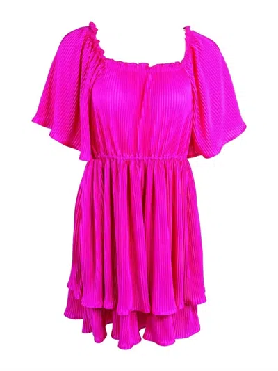 Simply Southern Women's Pleated Ruffle Mini Dress In Fuchsia In Pink
