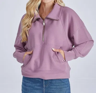 Simply Southern Women's Quarter Zip Pullover In Grape In Yellow