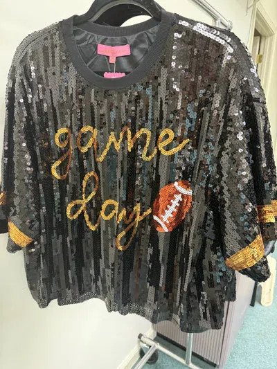 Simply Southern Women's Sequin Game Day Shirt In Black