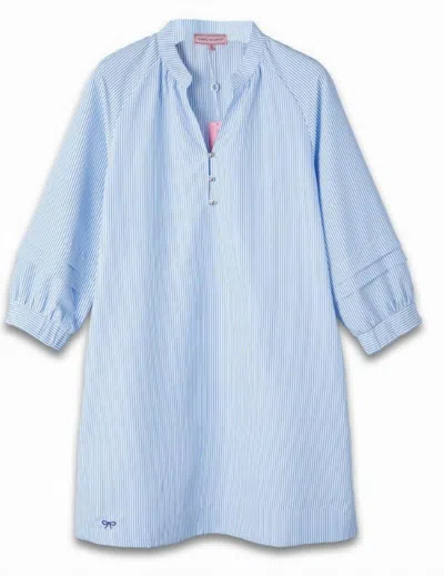 Simply Southern Women's Stripe Three-quarter Sleeve Dress In Blue/white