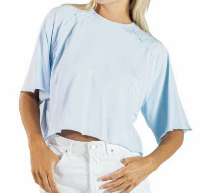 Simply Southern Women's Sunday Lounge Tee In Mist In Blue