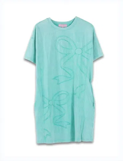 Simply Southern Women's Vintage Washed Bow Dress In Turquoise In Blue