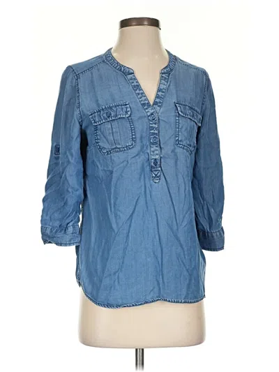 Pre-owned Simply Styled 3/4 Sleeve Button Down Shirt In Blue
