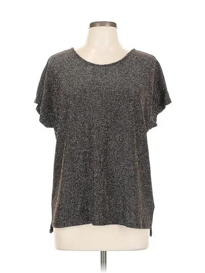 Pre-owned Simply Styled Short Sleeve Top Gray Metallic Pattern Cold Shoulder Neckline Tops