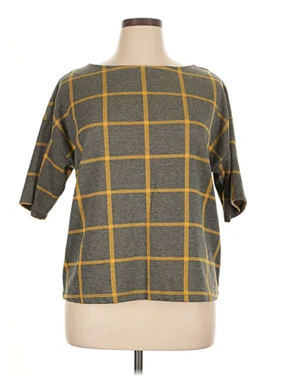 Pre-owned Simply Styled Short Sleeve Top Gray Square Neckline Tops