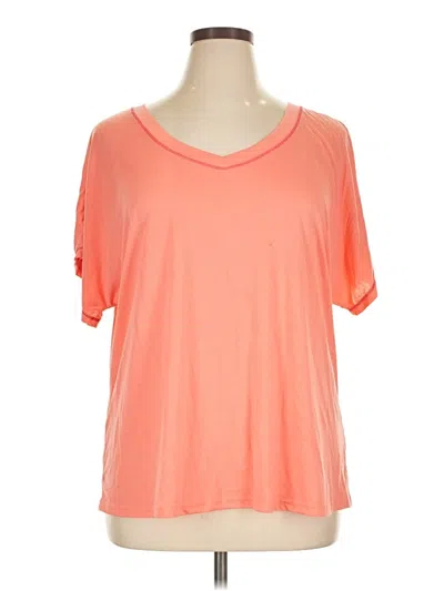 Pre-owned Simply Styled Short Sleeve Top Orange Scoop Neck Tops