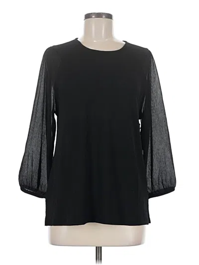 Simply Vera Vera Wang 3/4 Sleeve Top Black Crew Neck Tops