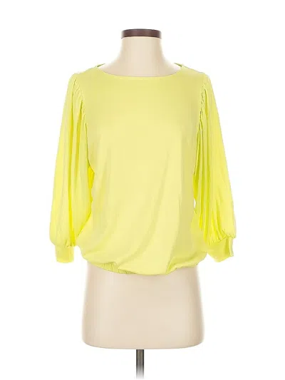 Pre-owned Simply Vera Vera Wang 3/4 Sleeve Top Yellow Cold Shoulder Neckline Tops