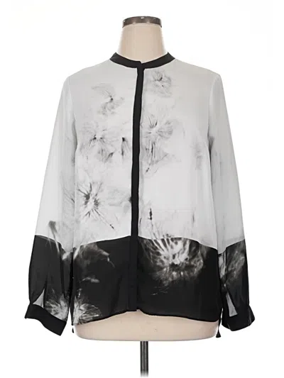 Pre-owned Simply Vera Vera Wang Long Sleeve Blouse In Silver