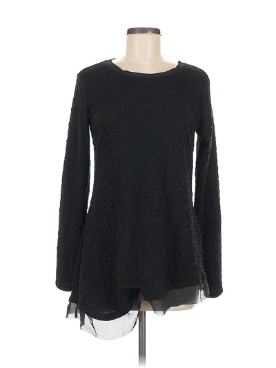 Pre-owned Simply Vera Vera Wang Long Sleeve Top Black Boatneck Tops