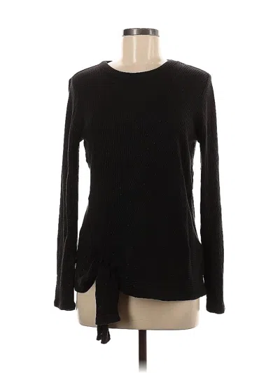 Pre-owned Simply Vera Vera Wang Long Sleeve Top Black Crew Neck Tops