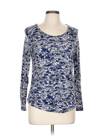 Pre-owned Simply Vera Vera Wang Long Sleeve Top Blue Scoop Neck Tops